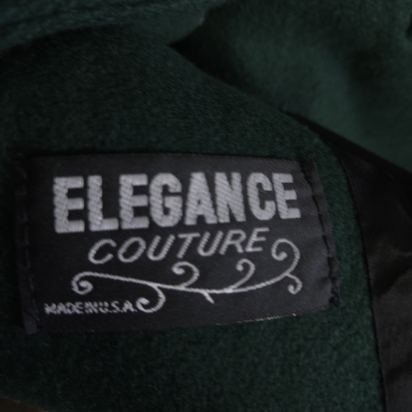 Vintage Elegance Couture Wool‎ Coat Green Size Large Made In The USA Heavy - Picture 3 of 7